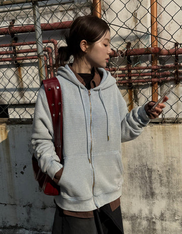 OVER HOOD KNIT ZIP UP
